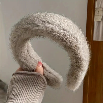 Elegant Plush Headband for Women - Soft Hair Accessory for Autumn & Winter
