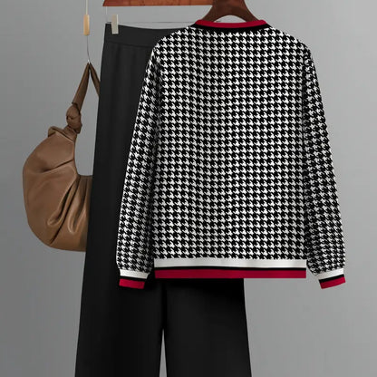 Women’s Thousand-Bird Print Top and Pants Elegant Suit - Stylish and Sophisticated Outfit