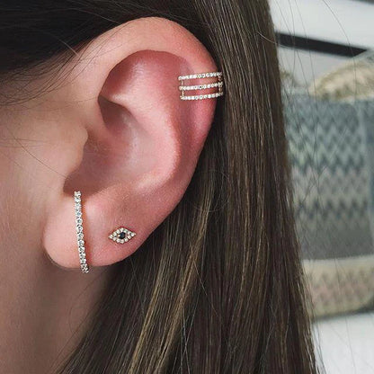 Fashion Charm CZ Crystal Earrings - Geometric Long Bar Rhinestone Earrings in 925 Silver for Women