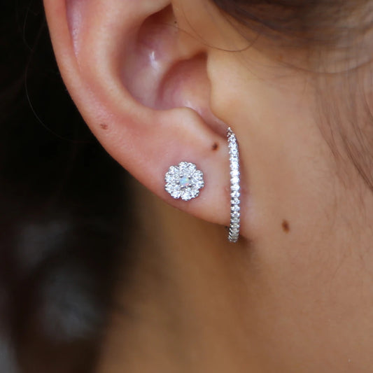 Fashion Charm CZ Crystal Earrings - Geometric Long Bar Rhinestone Earrings in 925 Silver for Women
