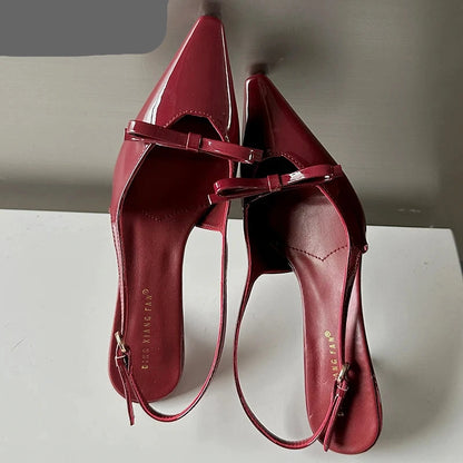 Women's Butterfly Knot Slingback Heels - Elegant Pointed Toe Dress Shoes