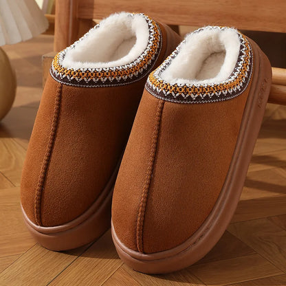 Cozy Fluffy Platform Slippers for Women with Soft Plush Fabric and Anti-Slip Sole