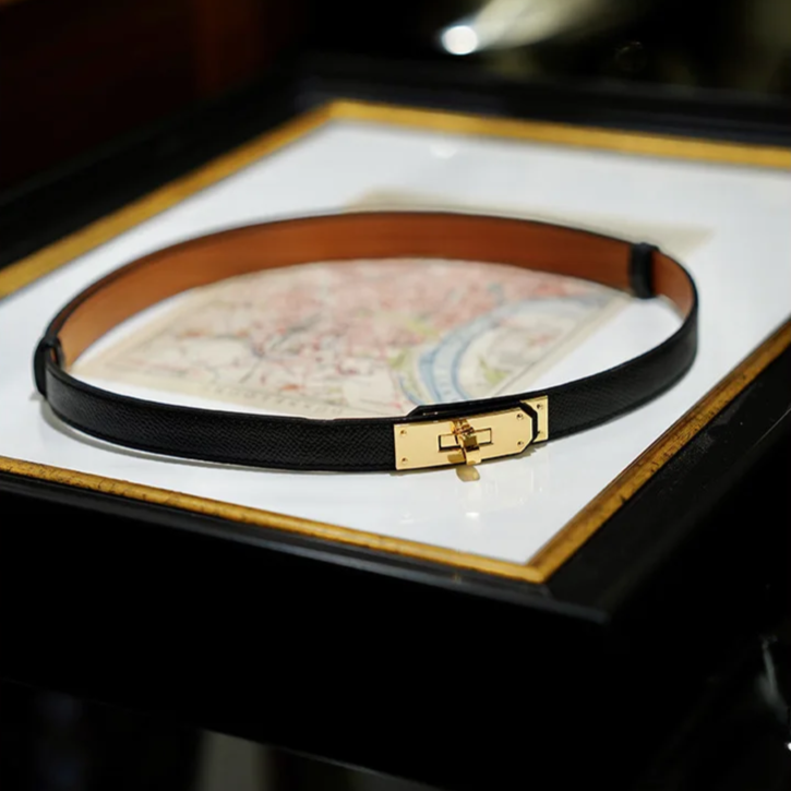 Women's Adjustable Leather Belt - Genuine Leather Waist Belt with Classic Buckle