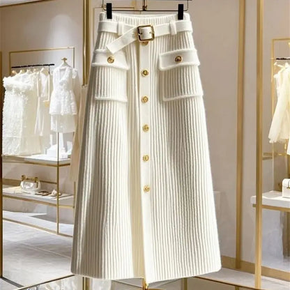 High Waist Knitted Skirt for Women
