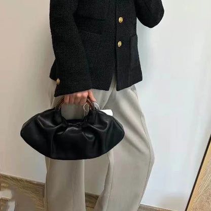 Pleated Leather Clutch Bag for Women