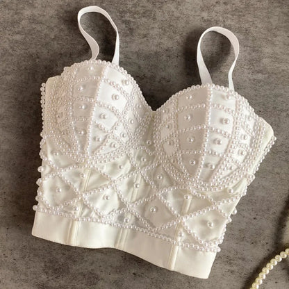 Beaded Corset Camisole Top - Women’s Embellished Evening Wear for Glamorous Party Fashion