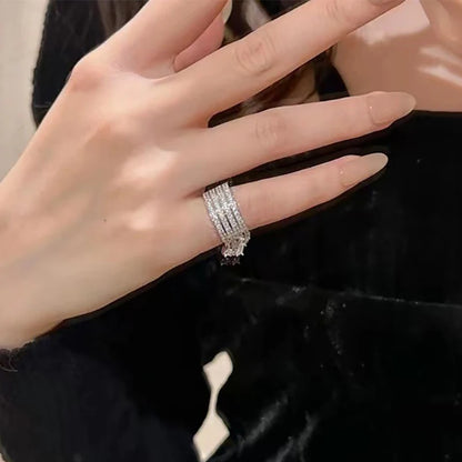 Zircon Silver Cuff Ring