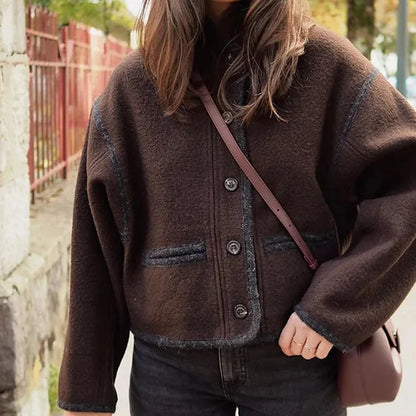 Retro Wool Blend Coat for Women