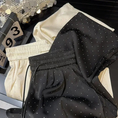 Rhinestone Wide Leg Pants for Women