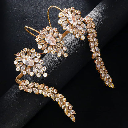 Adjustable Zirconia Palm Bracelet - Elegant Women’s Cuff Bracelet with Sparkling Zirconia Stones