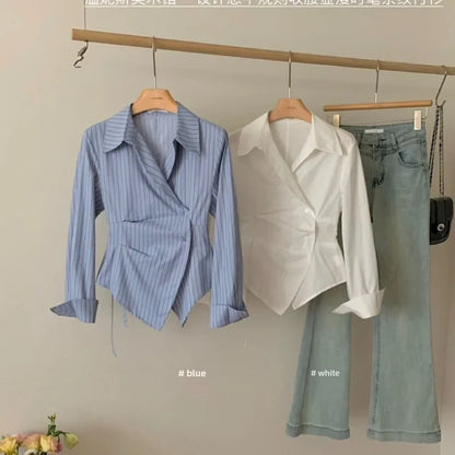 Irregular Waist Slim Shirt for Women