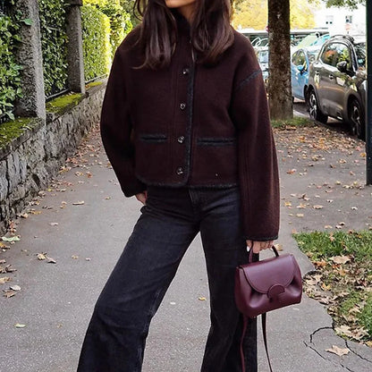 Retro Wool Blend Coat for Women