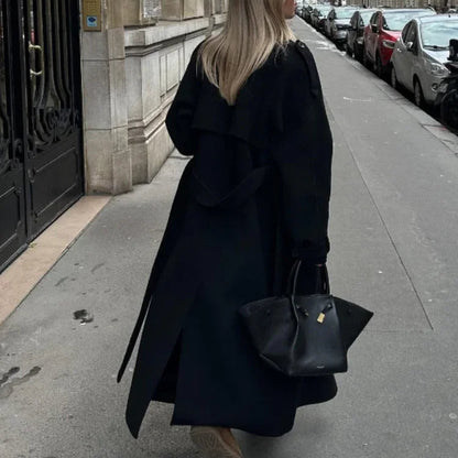 Double-Breasted Belted Overcoat – Classic and Stylish Winter Coat for Women