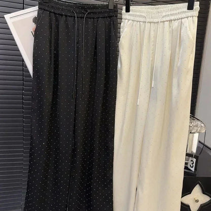 Rhinestone Wide Leg Pants for Women