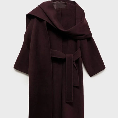 Burgundy Wool Overcoat - Elegant Women’s Winter Wool Coat for Cozy and Chic Winter Looks