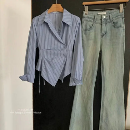 Irregular Waist Slim Shirt for Women