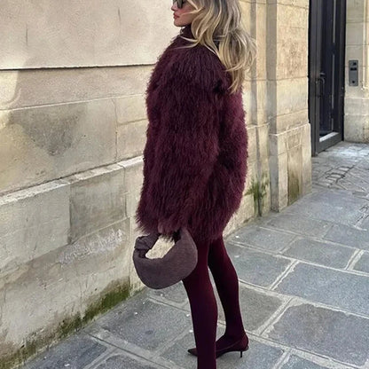Faux Fur Midi Coat for Women
