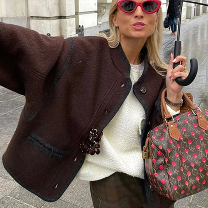 Retro Wool Blend Coat for Women