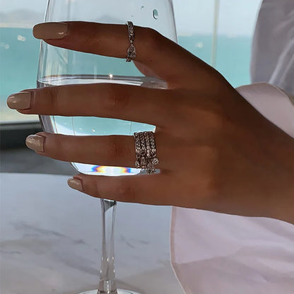 Zircon Silver Cuff Ring