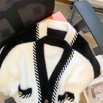 Vintage Plaid Knitted Cardigan