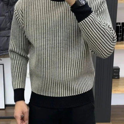 Men's Plaid Knit Sweater – Warm, Stylish, and Comfortable Pullover
