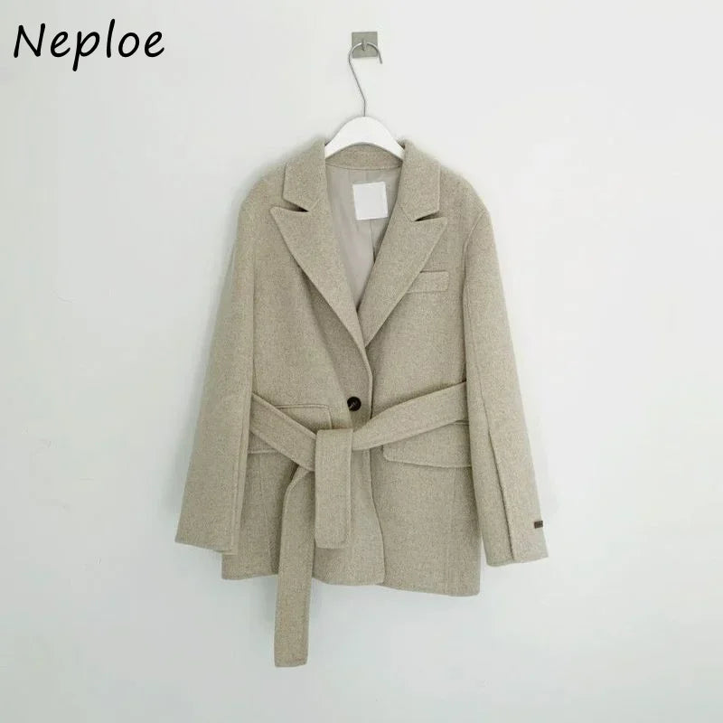 V Neck Slim Waist Bandage Jacket