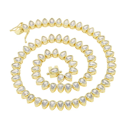 Geometric CZ Tennis Necklace – Elegant Jewelry with Cubic Zirconia Stones