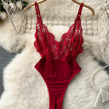 Elegant Women’s Lace Sheer Bodysuit – Sexy Slim Fit Lingerie for Women