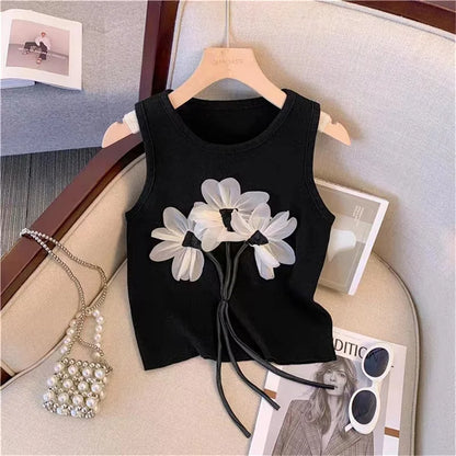 Chic Flower Knitted Vest - Elegant and Cozy Floral Sweater for Women