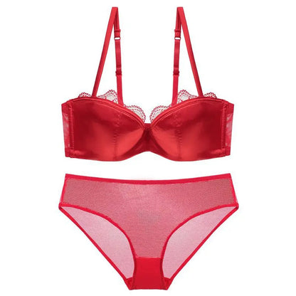 Elegant Lace Push-Up Bra and Panty Set for Women