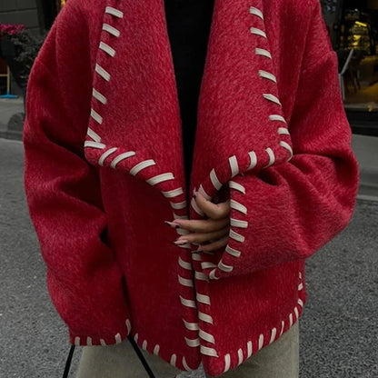 Chic Wool Plush Coat – Stylish Women’s Winter Outerwear for Warmth and Elegance