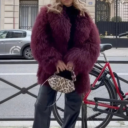 Faux Fur Midi Coat for Women