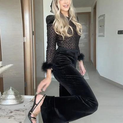 Velvet Feather Jumpsuit