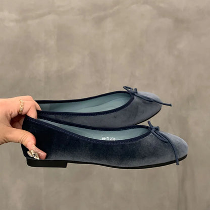 Red Bow Flat Shoes with Bow Detail