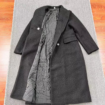 Elegant Quilted Tweed Coat - Light Luxury Women’s Light-Tan Suit Collar Long Autumn Outerwear 2023