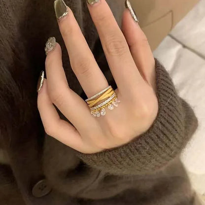 Stackable Gold Rings for Women - Dainty 14K Gold Plated Rings with Cubic Zirconia for Trendy Stacking and Thumb Style