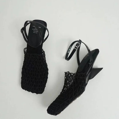 2024 Summer Luxury Designer Sandals with Lace Mesh and Braided High Heels