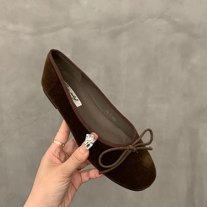 Red Bow Flat Shoes with Bow Detail