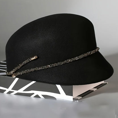 Elegant French Wool Felt Hat for Women – Classic Winter Fashion Accessory