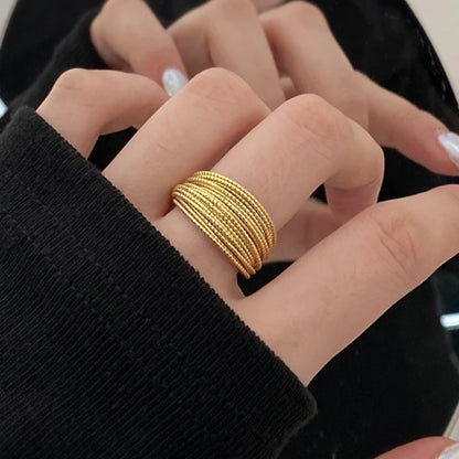 Gold Matte Zircon Ring – Elegant Women's Statement Ring