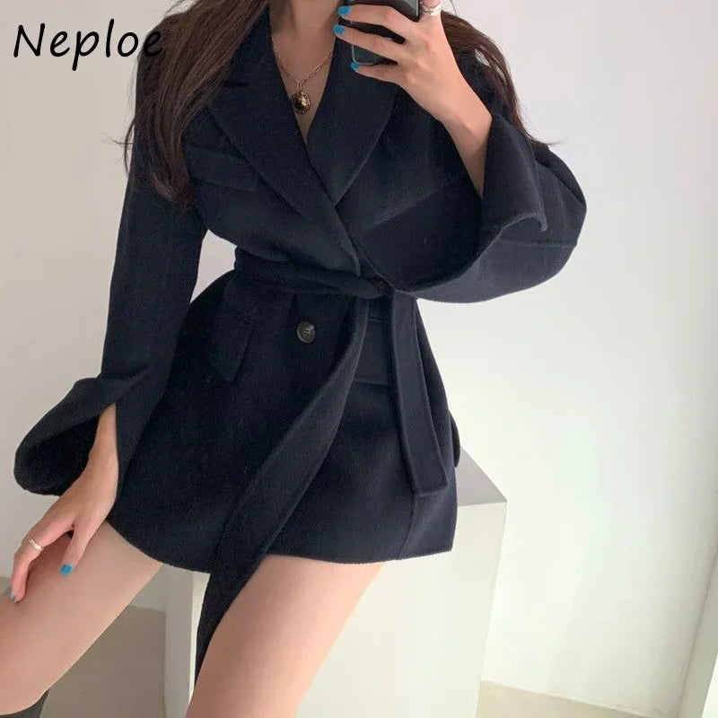 V Neck Slim Waist Bandage Jacket