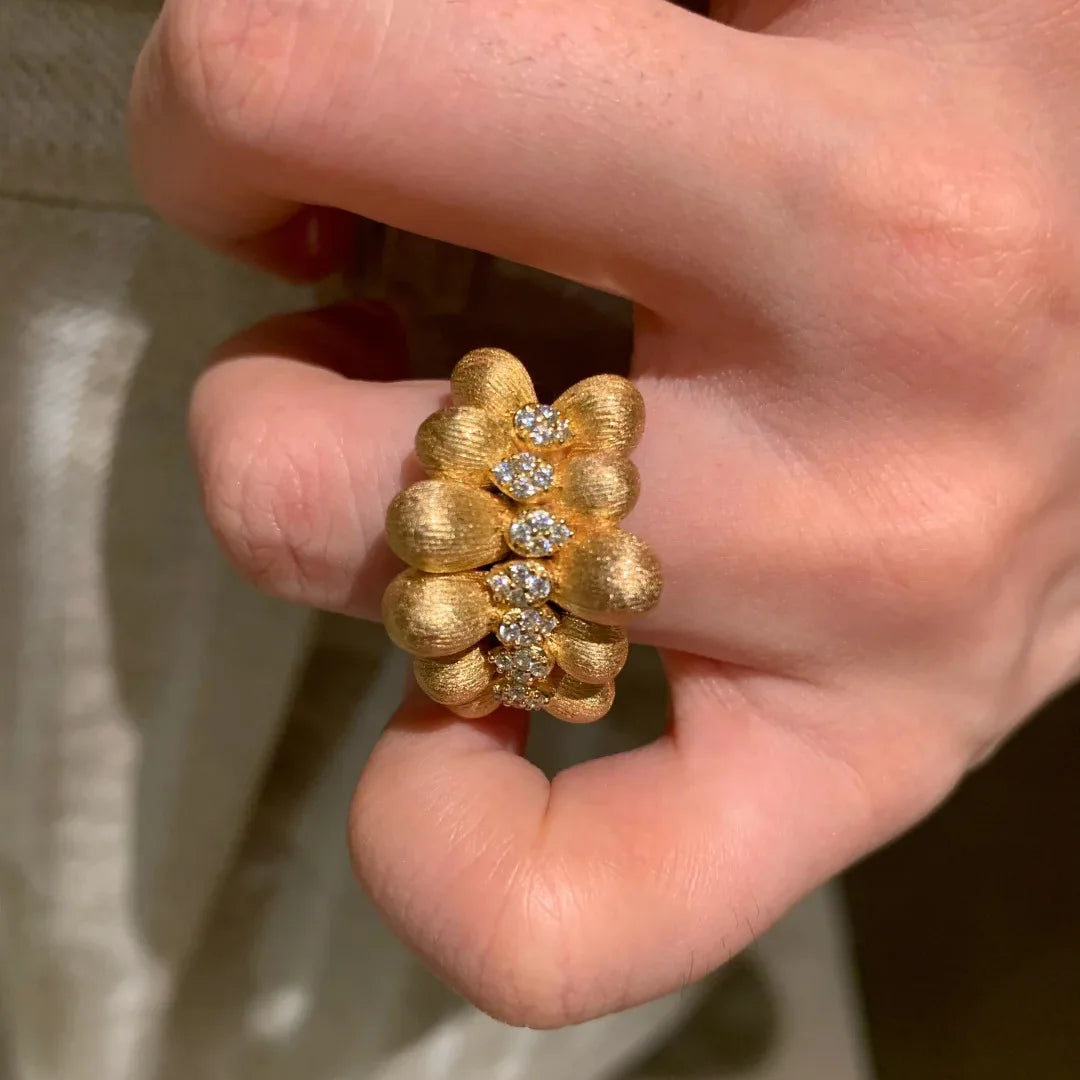 Gold Ribbon Adjustable Ring – Elegant Statement Jewelry