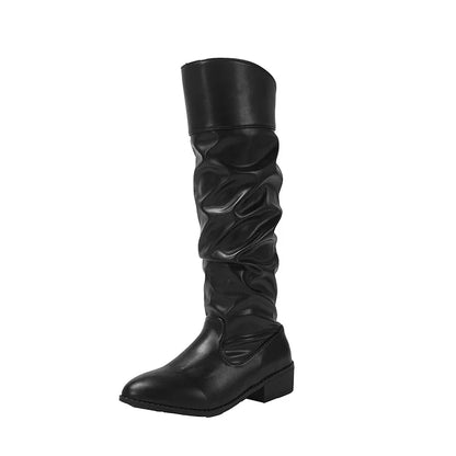 Pleated Knee High Boots for Women