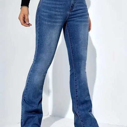 Stylish Women's Flare Stretch Jeans – High-Waisted Comfortable Denim with Classic Flared Leg
