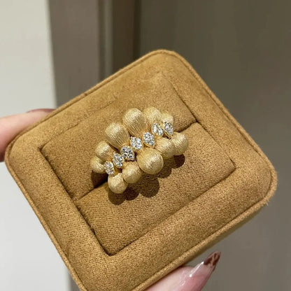 Gold Ribbon Adjustable Ring – Elegant Statement Jewelry