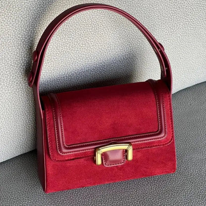 Miyagawa 2023 Niche Underarm Small Square Bag - Retro Suede Women’s Handbag with Versatile Design for Any Occasion