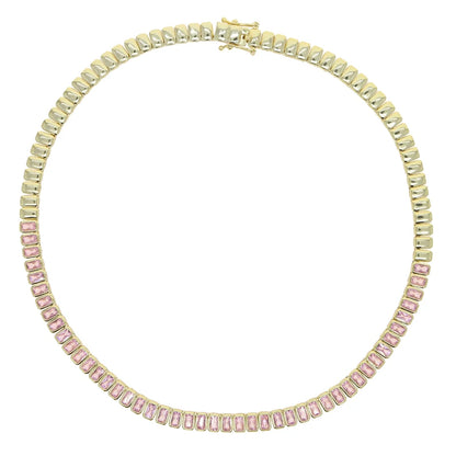 Geometric CZ Tennis Necklace – Elegant Jewelry with Cubic Zirconia Stones