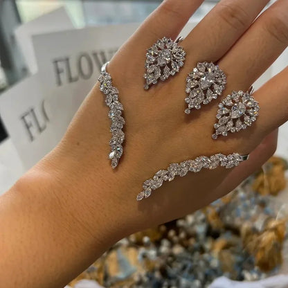 Adjustable Zirconia Palm Bracelet - Elegant Women’s Cuff Bracelet with Sparkling Zirconia Stones