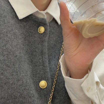 Gold Button Sweater Vest – Elegant Knit Vest for Women