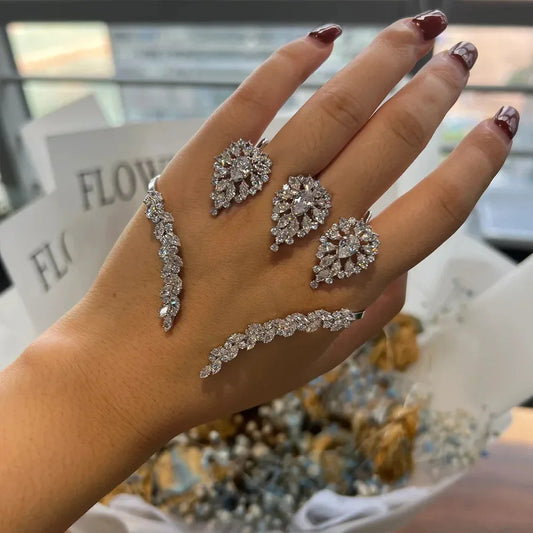 Adjustable Zirconia Palm Bracelet - Elegant Women’s Cuff Bracelet with Sparkling Zirconia Stones